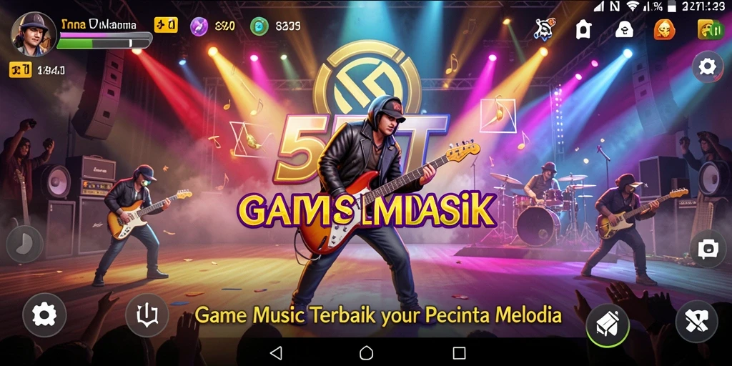 Tampilan gameplay 5RT dengan berbagai pilihan lagu interaktif.