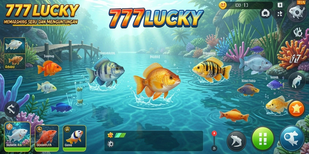 Screenshot gameplay <strong>777LUCKY</strong> menunjukkan aksi seru memancing dengan grafis yang memukau.