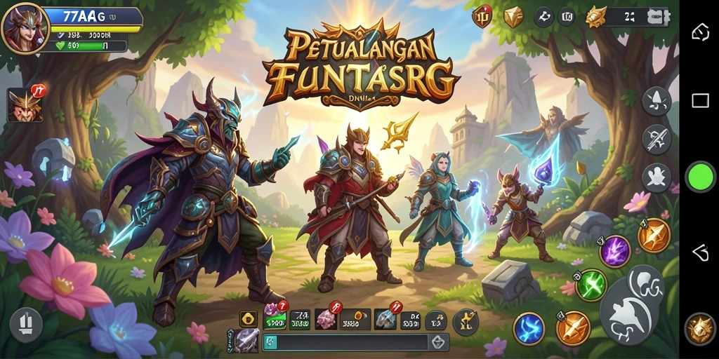 Tangkapan layar gameplay RPG dari 77AG menampilkan pertarungan epik dan eksplorasi.