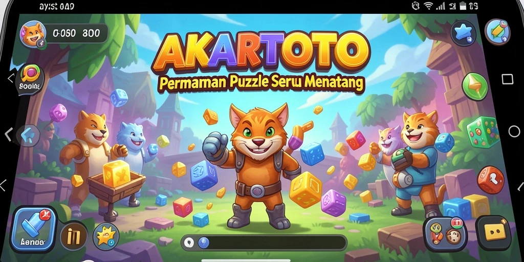 Tampilan gameplay AKARTOTO yang menantang dan penuh warna.