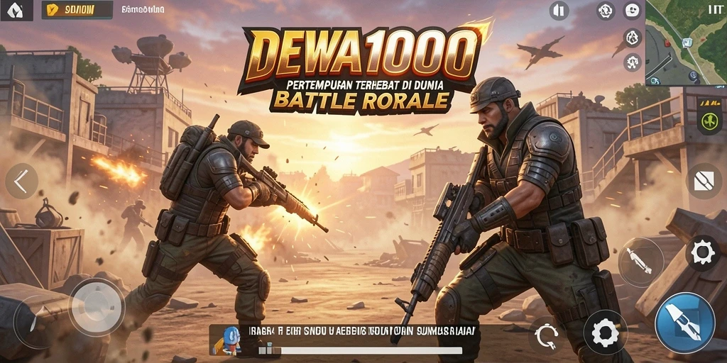 Screenshot DEWA1000 menampilkan intensitas pertempuran di arena Battle Royale.