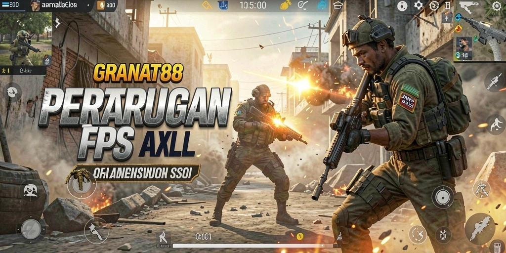Screenshot gameplay intens dari GRANAT88 menunjukkan aksi tembak-menembak yang seru.