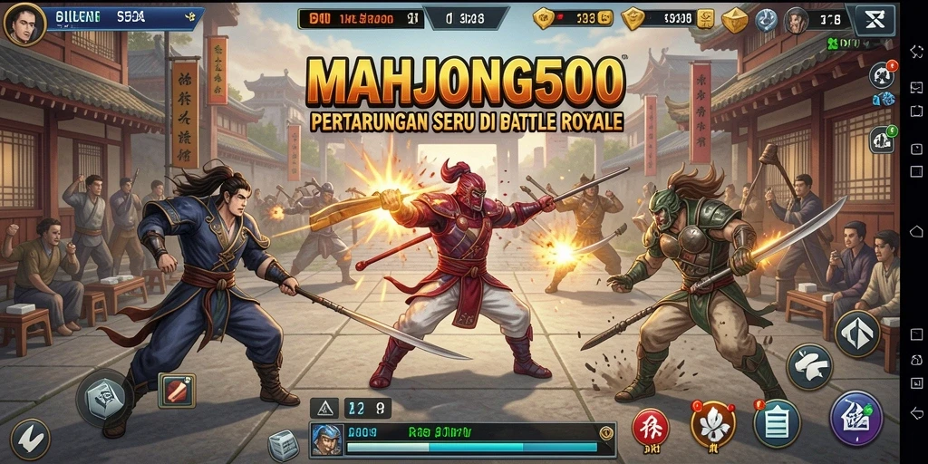 Screenshot MAHJONG500 menampilkan aksi seru dalam permainan Battle Royale.