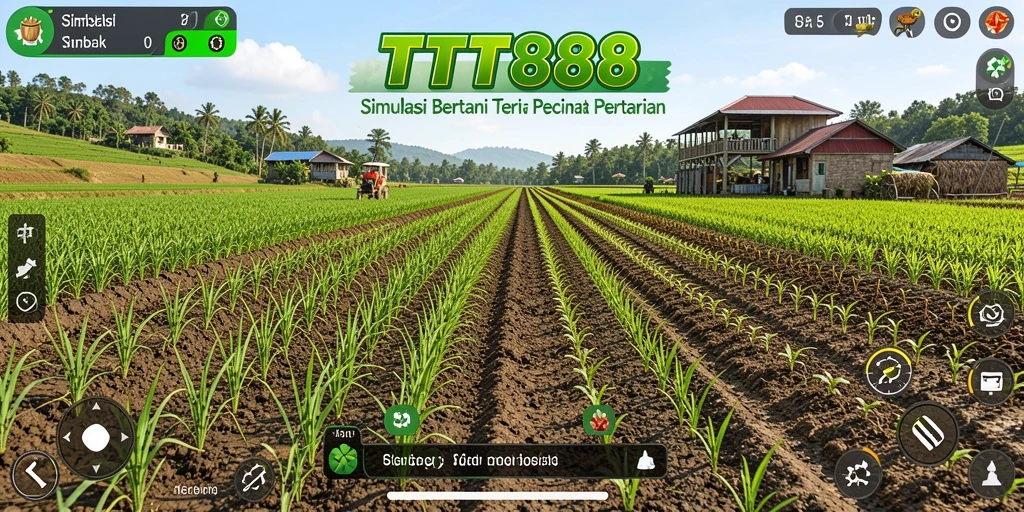 Screenshot gameplay TTT888 menampilkan pertanian yang indah dan berwarna-warni.
