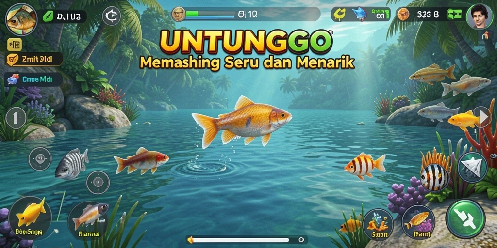 Tampilan menarik dari gameplay memancing yang menyenangkan.
